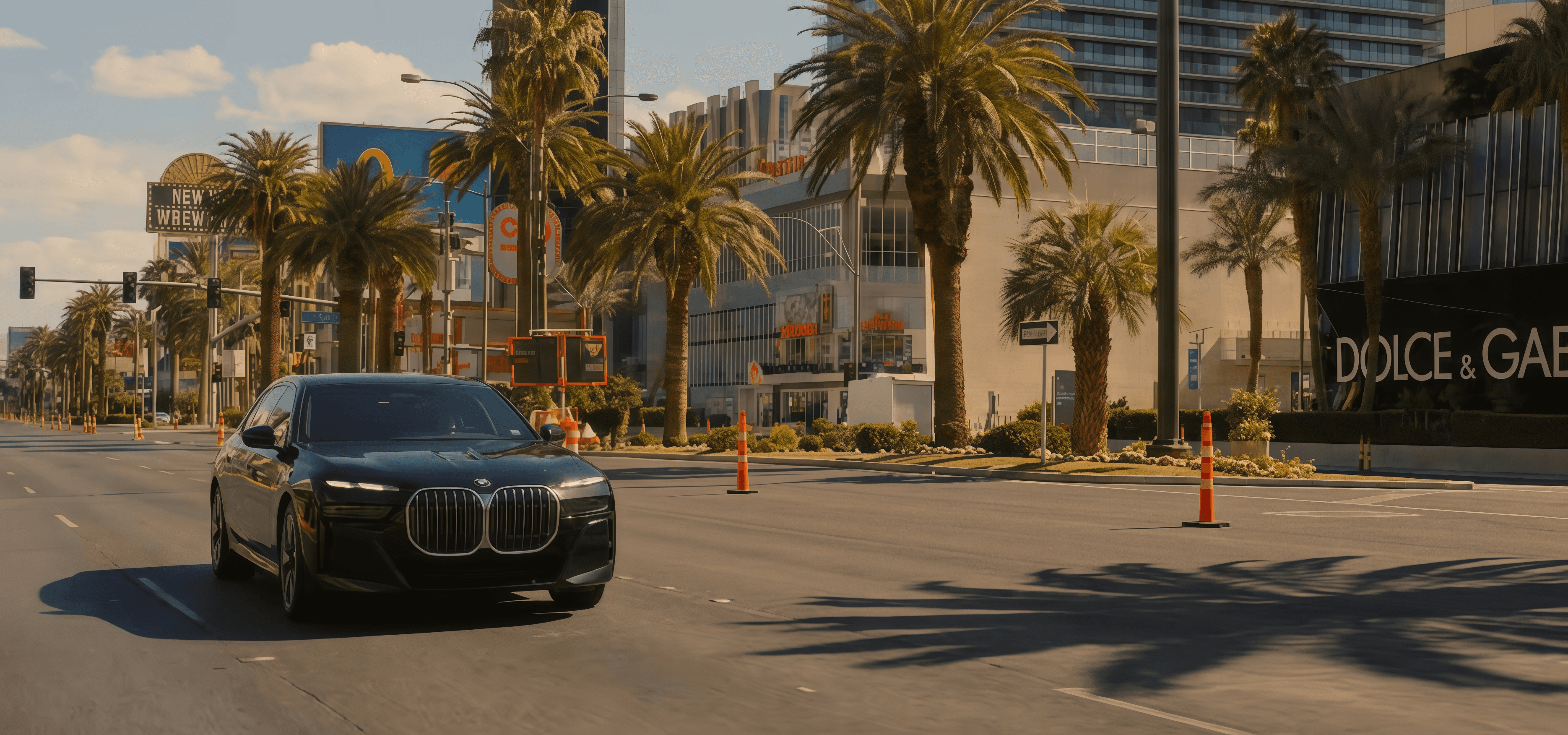 Luxury vehicle parked in a high-end urban setting for flexible "as directed" service.